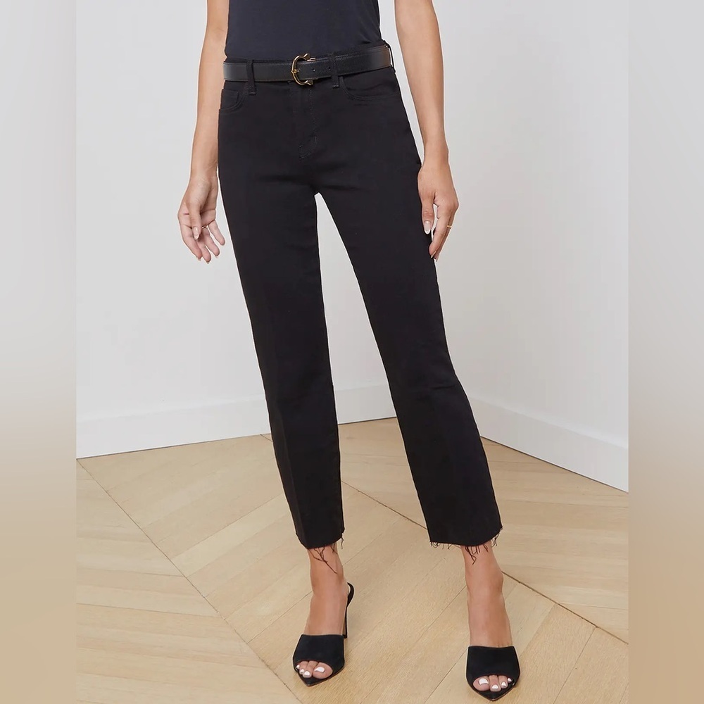 L’Agence  Sada Slim-Leg Cropped Jean Black Size 26